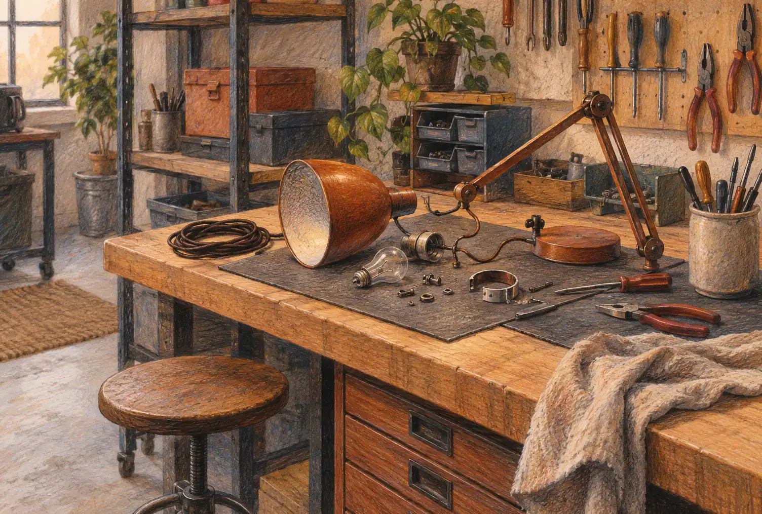 Illustration of repair businesses and their working space