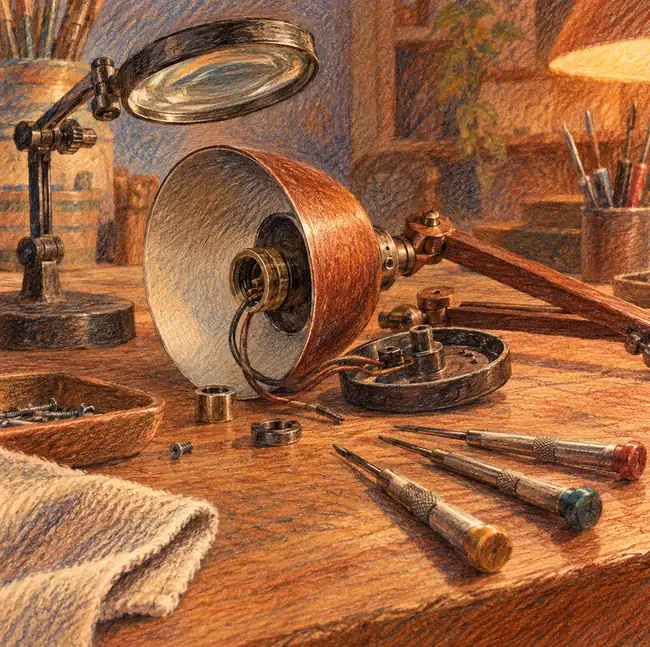 Illustration of repair businesses equipment and workspace
